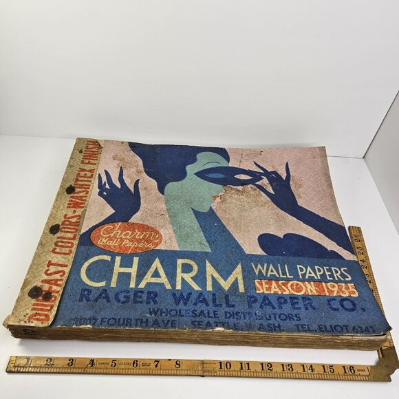1935 Charm Wall Paper Sample Book Wallpaper Salesman Oversized Large Seattle USA - Picture 2 of 16
